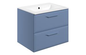 Stafford 615mm Wall Hung 2 Drawer Basin Unit w/1TH Basin - Matt Misty Blue